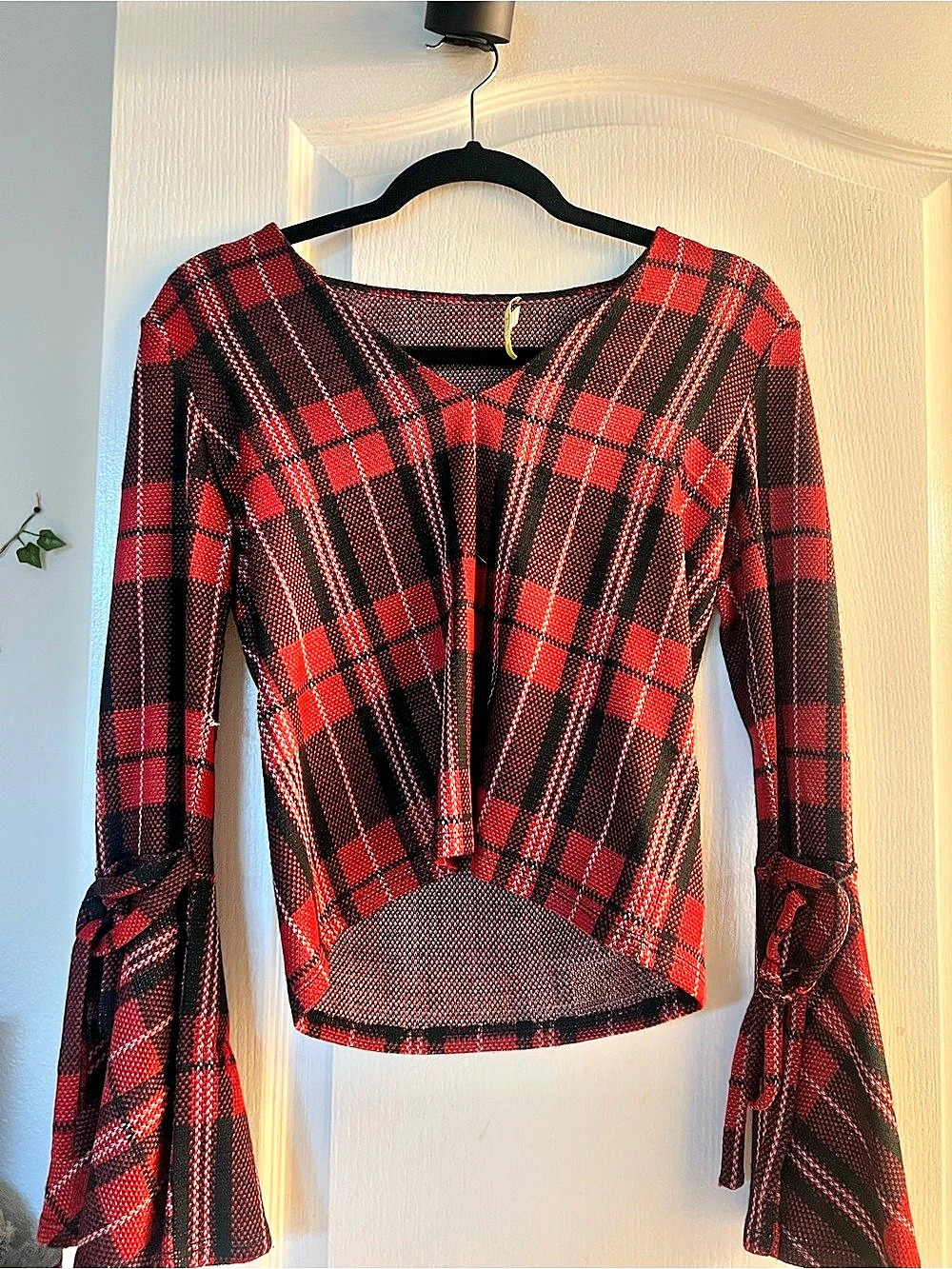 Carmen Red & Black Plaid Long Sleeve Top